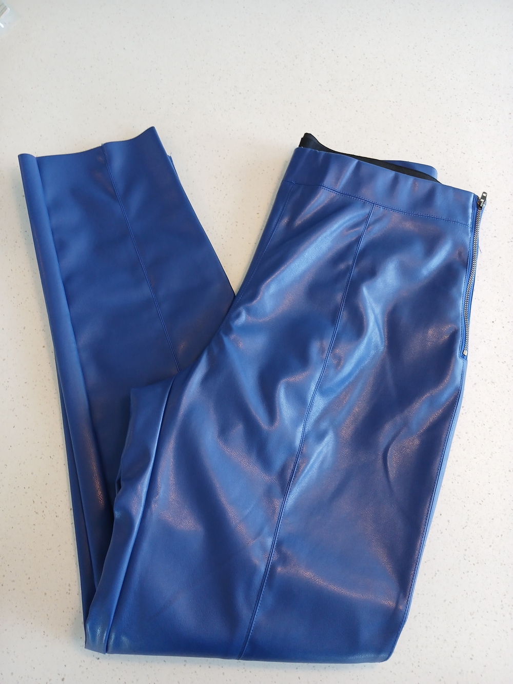 Vibrant Blue Faux Leather Pants